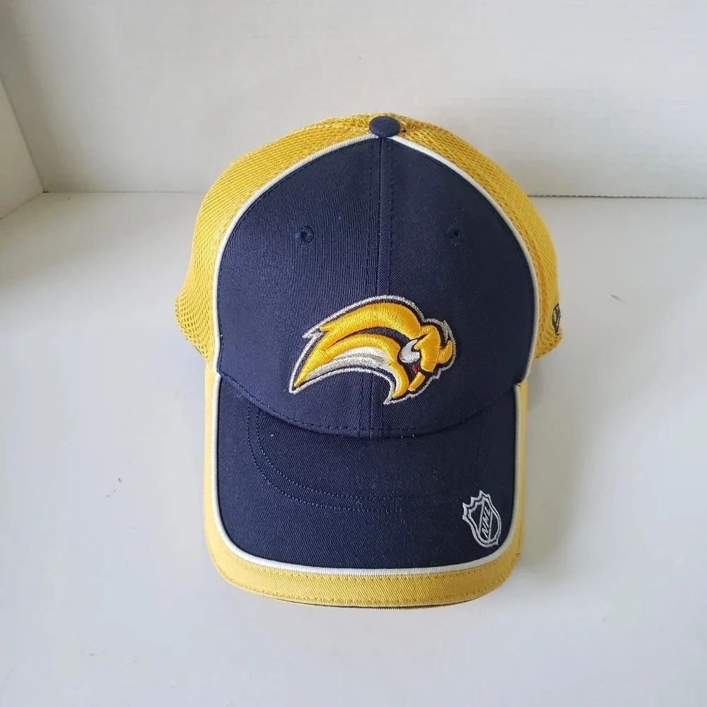 NHL  New Era Buffalo Sabres Yellow/Blue Mesh Back Fitted Mens Hat.